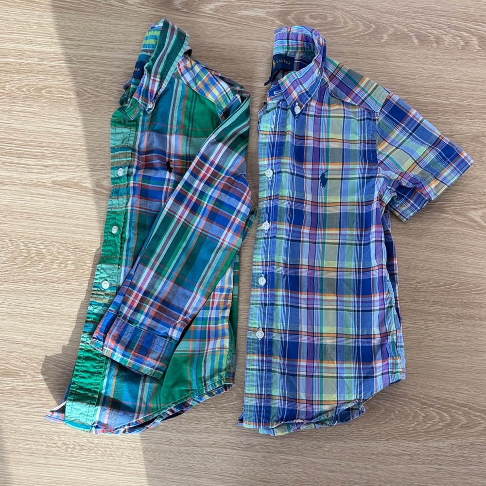 Ralph Lauren Kids Bundle ~ Colorful Plaid Button-Down Shirt Set